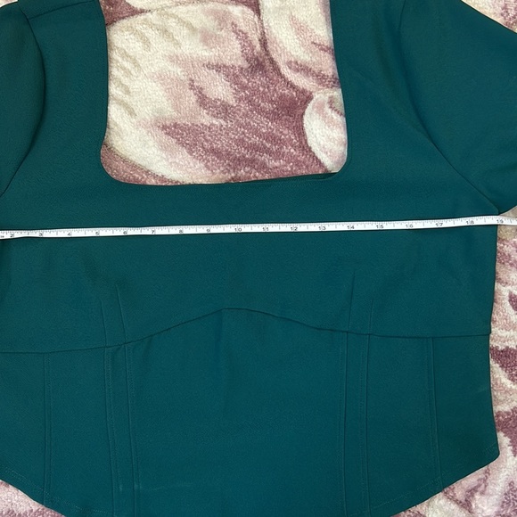 Abercrombie & Fitch Women’s Long Sleeve Crepe Teal Corset Top - Picture 6 of 10